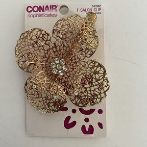 Conair Gold Flower Rhinestone Hair Clip NWT